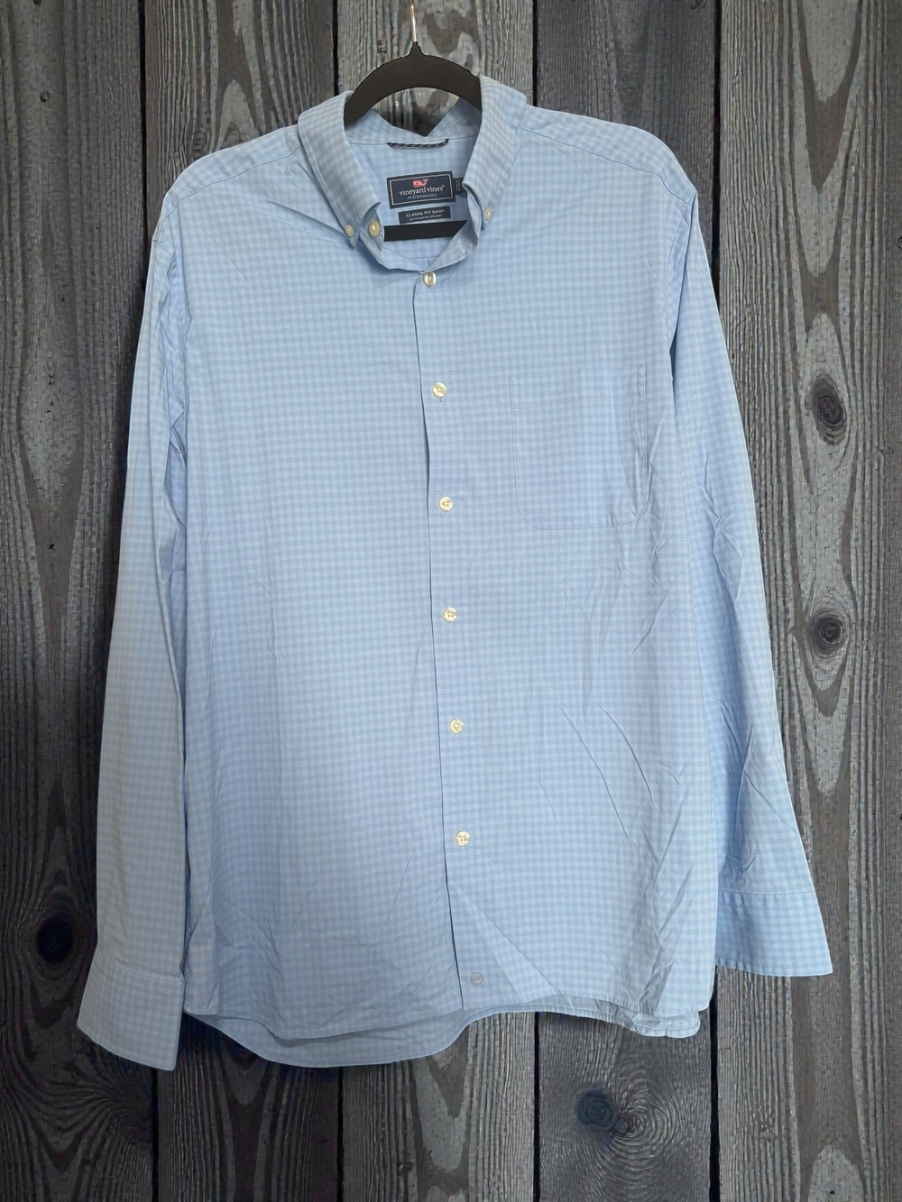 Vineyard Vines Performance Classic Fit Shirt Blue Check Button Down Men’s Large